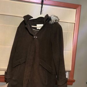 Coldwater Creek Brown Jacket with Faux Fur Trim